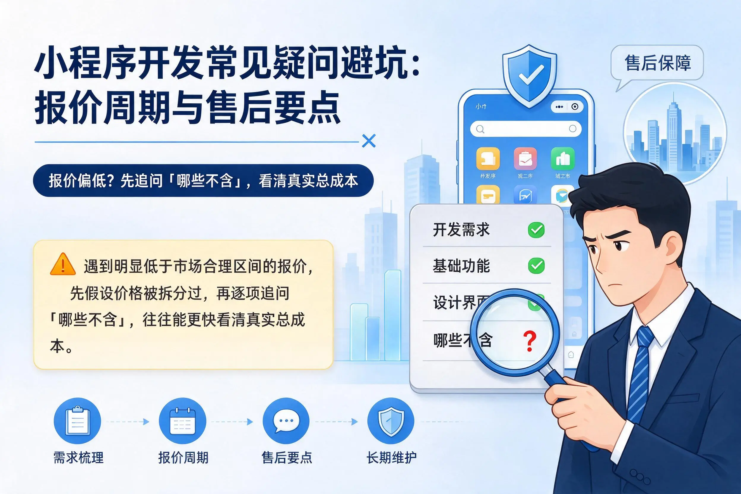 铁门关小程序开发常见疑问避坑：报价周期与售后要点